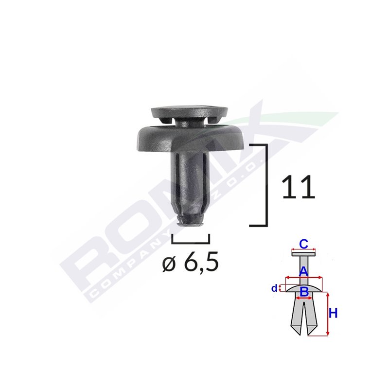 Clips Fixare Pentru Toyota6.5X11Mm Negru Set 10 Buc