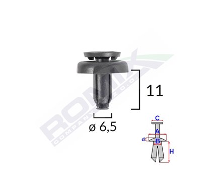 Clips Fixare Pentru Toyota6.5X11Mm Negru Set 10 Buc