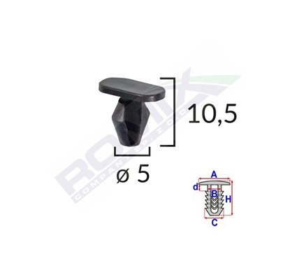 Clips Pentru Garnituri Peugeot, Citroen 5X10.5Mm Negru Set 10 Buc