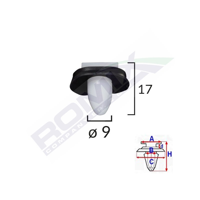 Clips Fixare Elemente Exterioare Pentru Citroen/Peugeot/Fiat 9X17Mm - Alb Set 10 Buc