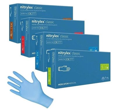 Manusi Protectie Albastre Din Nitril Classic M Set 100 Buc Nitrylex