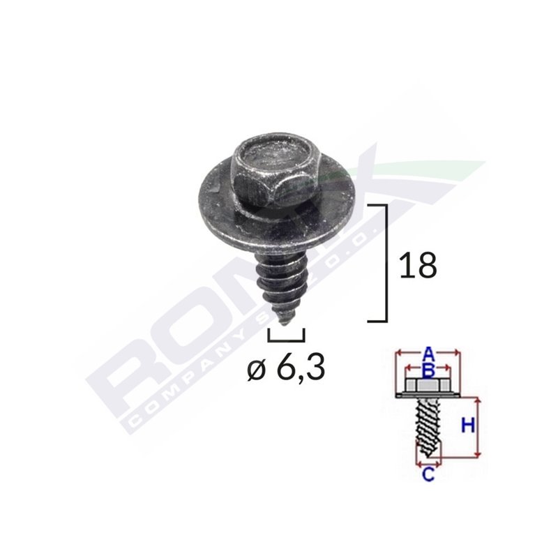 Surub Cu Cap Hexagonal Cu Diametru 6.2 Mm Set 10 Buc