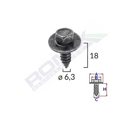 Surub Cu Cap Hexagonal Cu Diametru 6.2 Mm Set 10 Buc