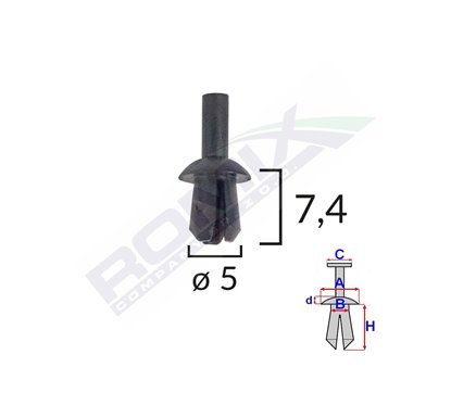 Clips Fixare Pentru Audi/Vw 5X7.4Mm - Negru Set 25 Buc