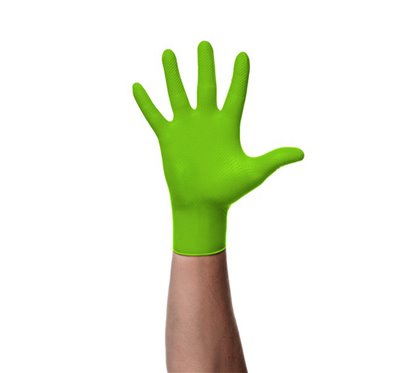 Manusi Nitril Textura Diamantata Culoare Verde 7.0Mil. Marime L. Set 100 Buc