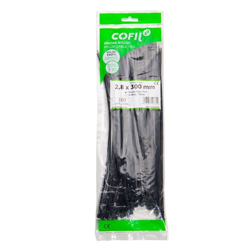 Set 100 coliere plastic 300x2.8mm, negre, 300009N Cofil Set 100 coliere plastic 300x2.8mm, negre, 300009N Cofil
