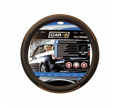 Husa volan 37-39cm, neagra cu dunga portocalie, Pure Driving 2505111 Car+