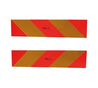 Set 2 bucati placi reflectorizante vehicul scurt, in dungi, subtire, 565x130mm TWY073