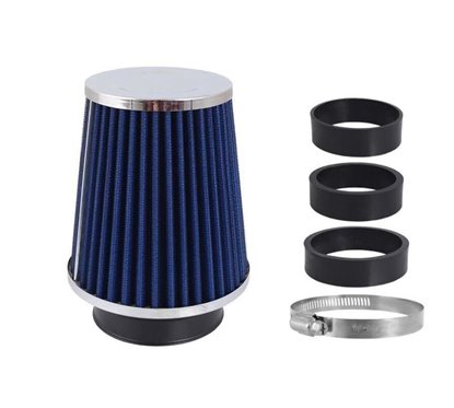 Filtru aer sport, albastru-crom, 3 adaptori, h13cm, 86001 Carmotion