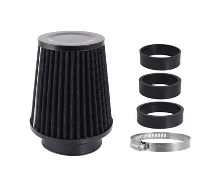 Filtru aer sport, negru-crom, 3 adaptori, h13cm, 86002 Carmotion 