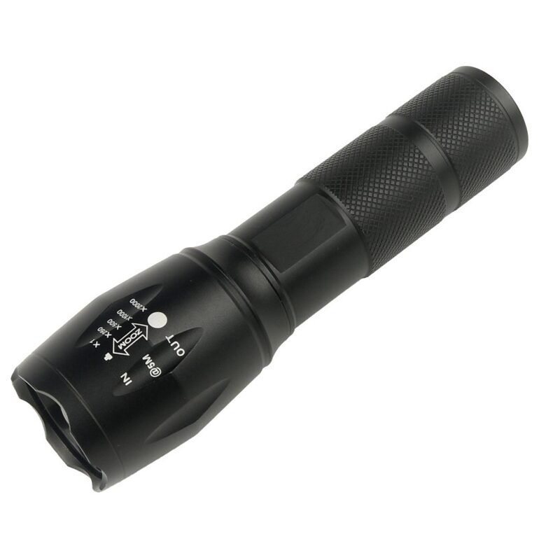 Lanterna tactica LED, 10w, 300lm, reincarcabila USB, 1200mAh, aluminiu, zoom, 5 functii, 13cm, LA0203