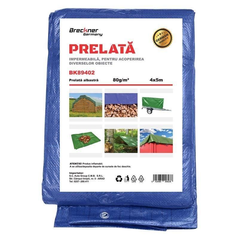 Prelata cu ochiuri de prindere 80g/m2, albastra 4x5m cv32, BK89402