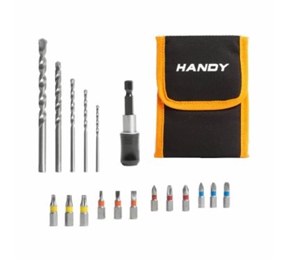 Trusa varfuri 12 biti si 5 burghie, cu husa, set 18 bucati, 11003 Handy