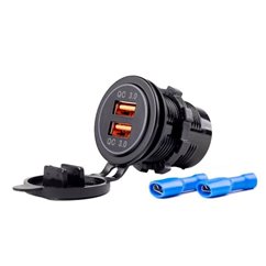 Priza cu 2 USB incarcare rapida, 12-24V, 1.5A, QC3.0 cu LED, incastrabila, Mod05 02855 Amio