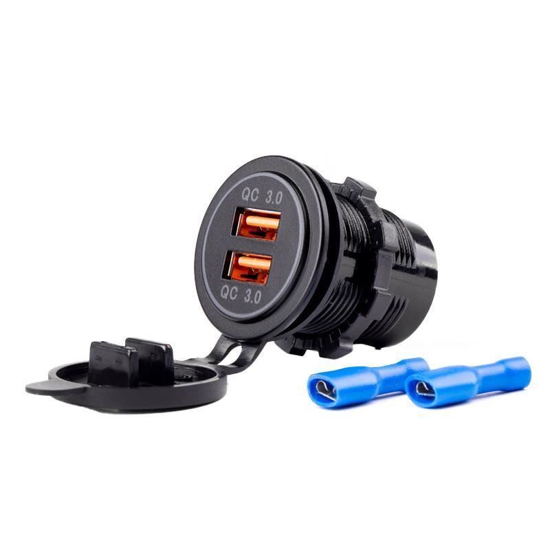 Priza cu 2 USB incarcare rapida, 12-24V, 1.5A, QC3.0 cu LED, incastrabila, Mod05 02855 Amio