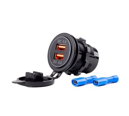 Priza cu 2 USB incarcare rapida, 12-24V, 1.5A, QC3.0 cu LED, incastrabila, Mod05 02855 Amio