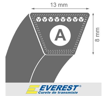 Curea 13x8x2950 trapezoidala, transmisie, pentru cositoare  EVEREST