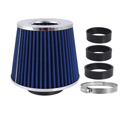 Filtru aer sport, albastru-crom, 3 adaptori, h15cm, 86005 Carmotion