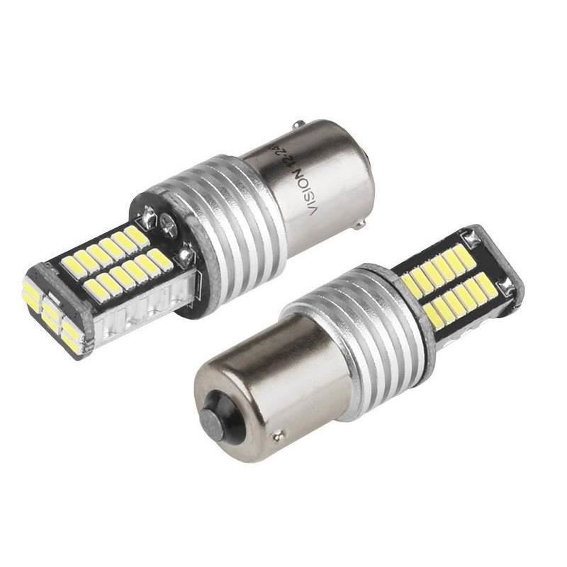 Set 2 becuri semnalizare, albe, 30 LED-uri, 12/24V, P21W BA15s Canbus Vision 58943 Carmotion