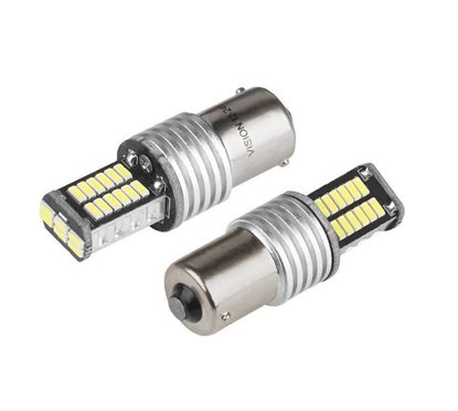 Set 2 becuri semnalizare, albe, 30 LED-uri, 12/24V, P21W BA15s Canbus Vision 58943 Carmotion