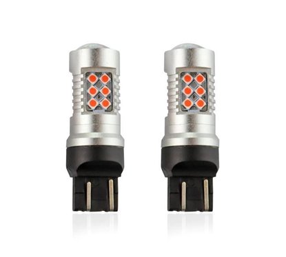 Set 2 becuri pozitie frana T20, cu LED, 12-24V, WR21/5W, canbus, lumina rosie, 02581 Amio