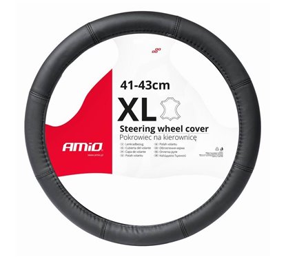 Husa volan 41-43cm, XL, piele naturala, neagra, 03548 Amio 