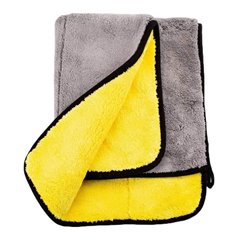 Laveta microfibra 50x70 cu 2 fete, pentru uscare si polisare, 1600gr/m2, galben cu gri 02869 Amio