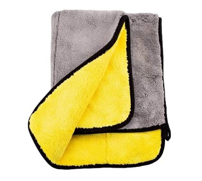 Laveta microfibra 50x70 cu 2 fete, pentru uscare si polisare, 1600gr/m2, galben cu gri 02869 Amio