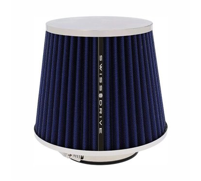 Filtru aer sport albastru-crom, cu capac si 4 adaptori, AFCRBLU SwissDrive