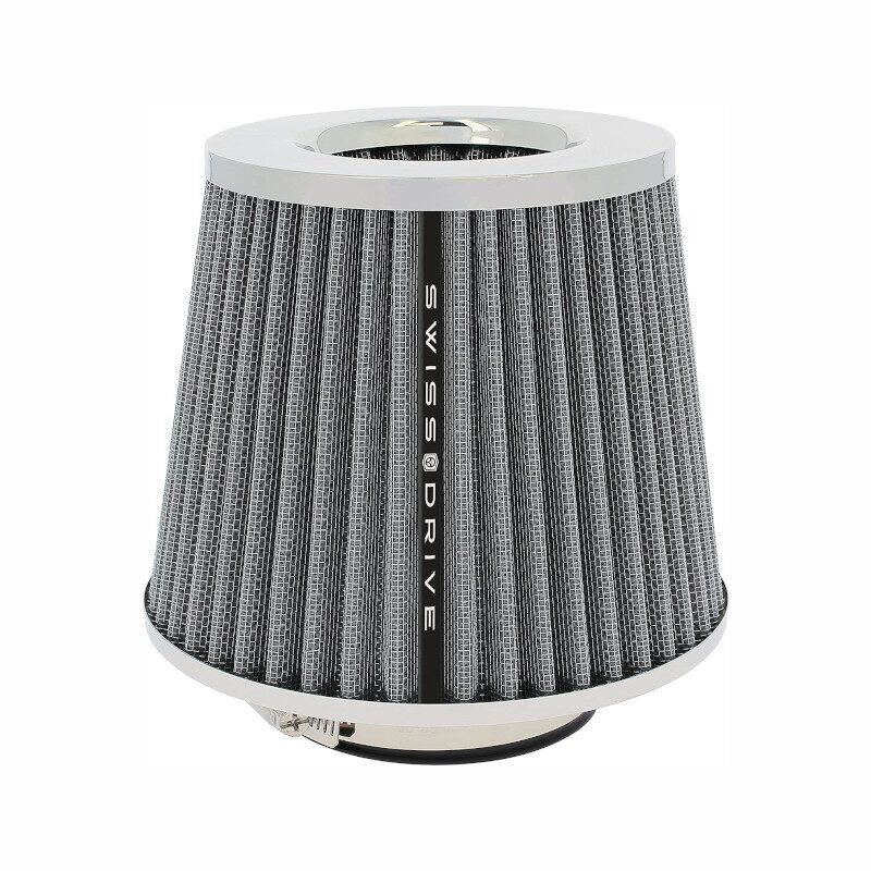 Filtru aer sport argintiu-crom, cu 4 adaptori, AFSTGRY SwissDrive
