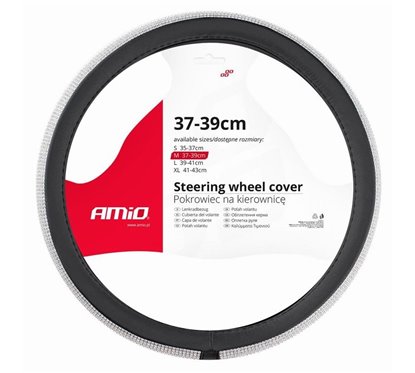 Husa volan 37-39cm, imitatie piele, cu diamante, 02808 Amio