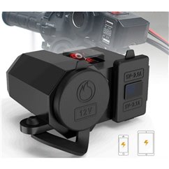 Priza bricheta 12V cu USB si voltmetru montare pe ghidon YF-138