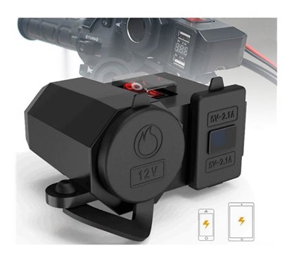 Priza bricheta 12V cu USB si voltmetru montare pe ghidon YF-138