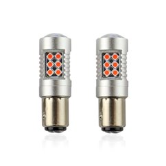 Set 2 becuri stop frana 24 LED-uri, 12/24V, P21/5W, BAY15d Canbus, rosu, Canbus 02579 Amio
