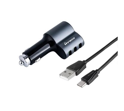 Incarcator auto 3 USB-uri si 1 priza 12V-24V, AutoID, cablu 1m USB, USB C, MyWay 63003 Carmotion
