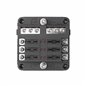 Cutie sigurante plate cu 6 circuite CC, linie conexiune negativa, indicator LED si capac protectie, 12-24V, 03038 Amio Cutie sigurante plate cu 6 circuite CC, linie conexiune negativa, indicator LED si capac protectie, 12-24V, 03038 Amio