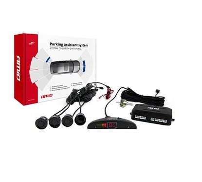 Set 4 senzori de parcare cu afisaj cu LED, negri, fi22 01565 Amio