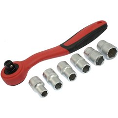 Set chei tubulare 10-19, 6buc, cu cheie cu clichet 1/2" TY-250 Sun Tools 