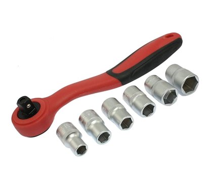 Set chei tubulare 10-19, 6buc, cu cheie cu clichet 1/2" TY-250 Sun Tools 