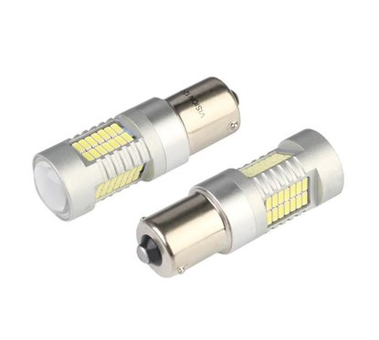 Set 2 becuri stop frana 52 LED-uri, 12-24V, P21/5W, BAY15d, CanBus cu lupa 58945 Vision