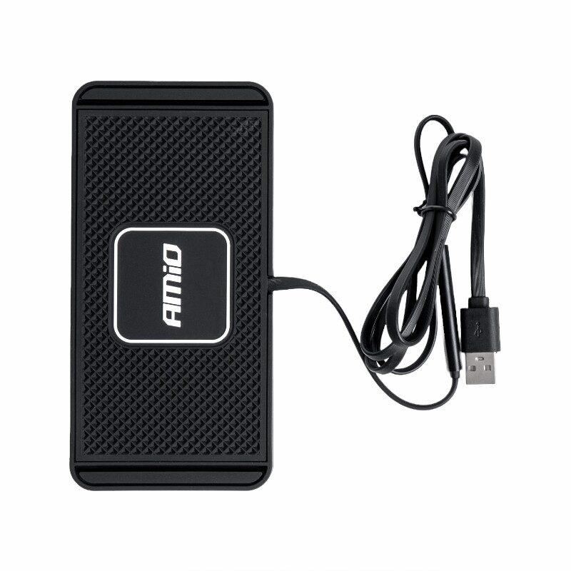 Suport bord antiderapant, cu incarcare rapida, 16x7cm, QC 3.0A, 3000mA, 15W, cablu 1m, 03144 Amio