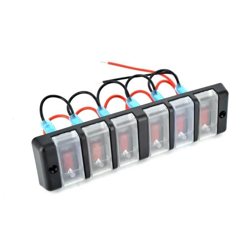 Panou 6 intrerupatoare 18x5cm, cu capac 12v, \Art SPP21 12V Panou 6 intrerupatoare 18x5cm, cu capac 12v, \Art SPP21 12V