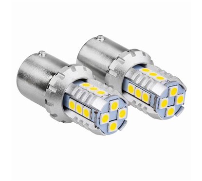 Set 2 becuri semnalizare 16 LED-uri, 12-24V, P21W BA15s Canbus, 02796 Amio