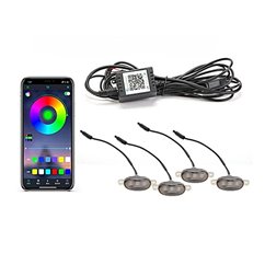 Set lampi decorative, RGB, proiectoare zi DRL 40x19mm, 24V, 4buc RGB, joc lumini, conectare telefon, W14552-1-24V 