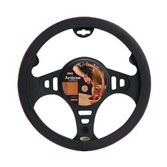 Husa volan 37-39cm, neagra cu cusatura rosie, Hand Made Artisan HMA20BR Car+