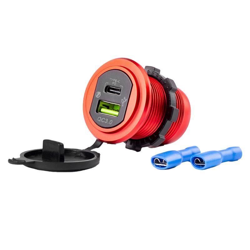 Priza cu 2 USB, USB si USB C, cu LED, 12-24V, incastrabila, Mod09 02859 Amio