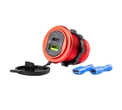 Priza cu 2 USB, USB si USB C, cu LED, 12-24V, incastrabila, Mod09 02859 Amio