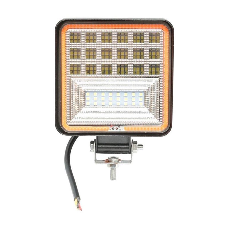 Proiector lucru 106x106, LED, cu 2 functii, cu Angel Eyes, 9-30V, 126W, margine rosie, 92854 TruckLight