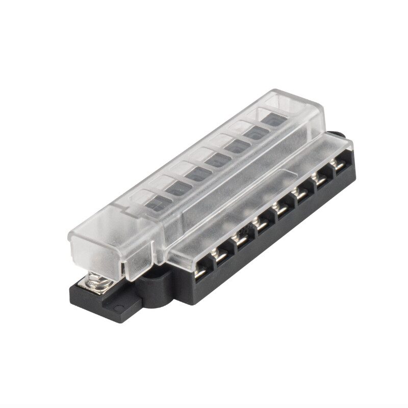 Cutie sigurante plate 8 cai, maximum 30A, cu capac protectie, 03837 Amio Cutie sigurante plate 8 cai, maximum 30A, cu capac protectie, 03837 Amio