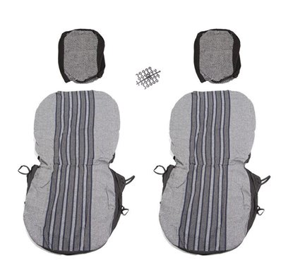 Set huse auto, 2 locuri, stofa, negru cu albastru, DLZ12, Dealiz 